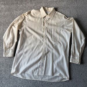 Vintage Christian Dior Men's 16 32-33  Plus de Coton Pinstripe/Cream Dress Shirt